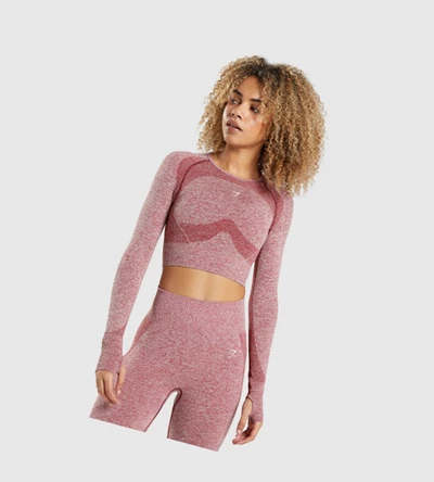 Gymshark Flex Sports Crop Top Gensere Dame Burgunder | YVTHNL750