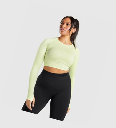 Gymshark Flex Sports Crop Top T-skjorte Dame Lyse Grønn | FLCKGD438