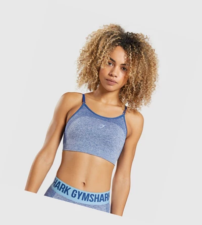 Gymshark Flex Strappy Sports Bh Dame Blå | PSQJNX879