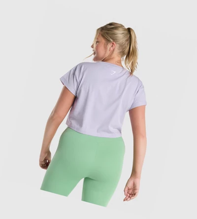 Gymshark Fraction Crop Top Gensere Dame Lyse Lilla | FUQJGB537