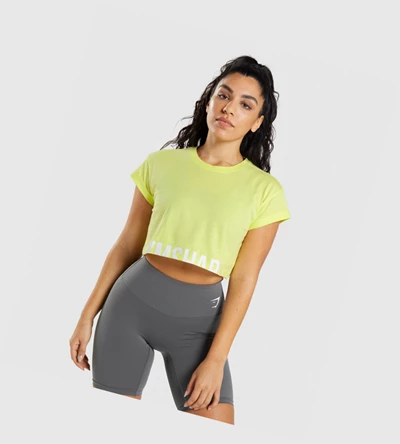 Gymshark Fraction Crop Top Gensere Dame Grønn | GOPVFW296