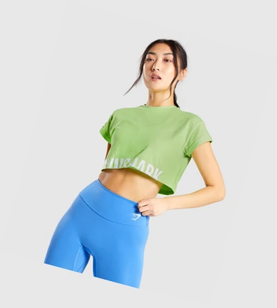 Gymshark Fraction Crop Top Gensere Dame Grønn | VAUWXR530