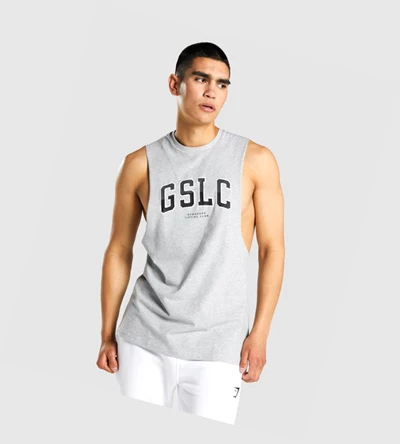 Gymshark GSLC Collegiate Drop Arm Singlet Herre Lyse Grå | JVYHDE781