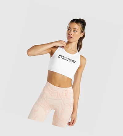 Gymshark GS Power Crop Top T-skjorte Dame Hvite | GWIKCB196