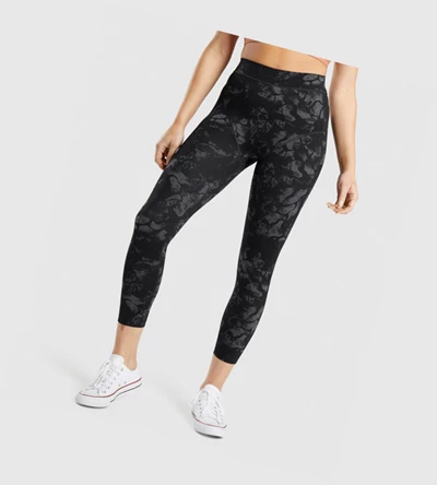 Gymshark KK Fit 7/8 High Waisted Leggings Dame Svarte Camouflage | JHRNPX598