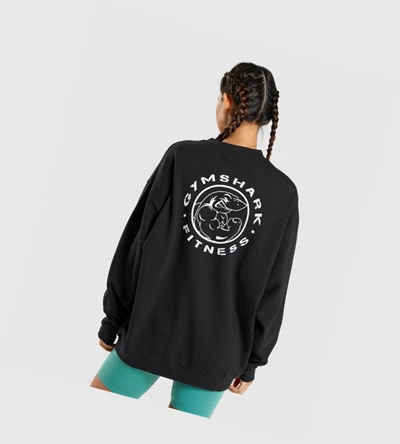 Gymshark Legacy Grafiske Sweatshirt Klær Dame Svarte | IHGVYN837