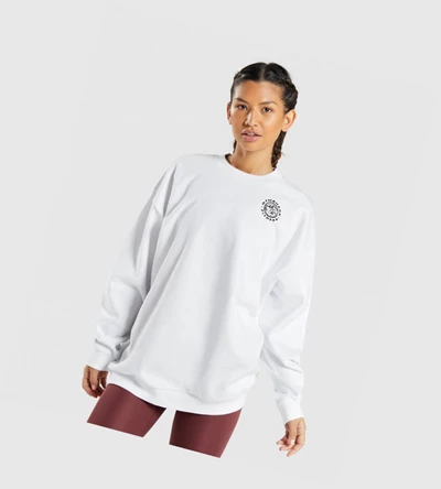 Gymshark Legacy Grafiske Sweatshirt Klær Dame Hvite | KYBCJZ695