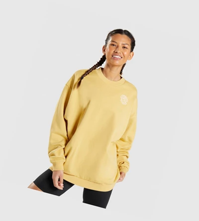 Gymshark Legacy Grafiske Sweatshirt Klær Dame Gul | POIRFL280