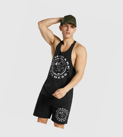 Gymshark Legacy Singlet Herre Svarte Hvite | QLRKIY847