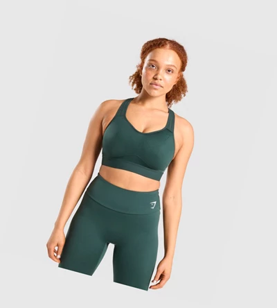 Gymshark Lette High Support Trenings Sports Bh Dame Mørke Grønn | CXUPBD650