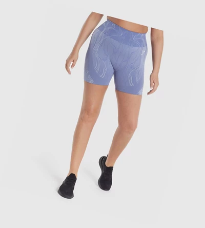 Gymshark Mercury Seamless Shorts Dame Blå | VFHCQJ409