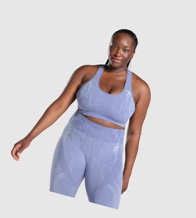 Gymshark Mercury Seamless Sports Bh Dame Blå | HJBMEA430