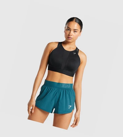 Gymshark Mesh Neckline Trenings Sports Bh Dame Svarte | QTKPEC271