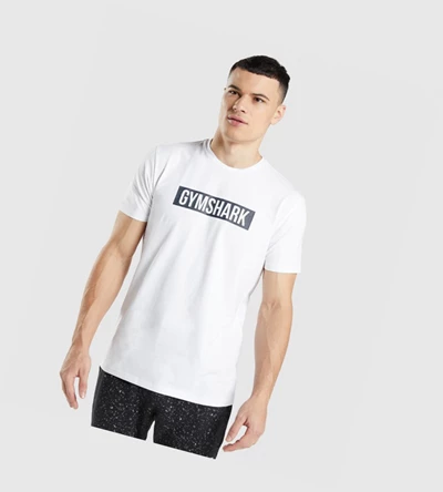 Gymshark Micro Print Block Infill T-skjorte Herre Hvite | NHFLYU138