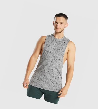 Gymshark Micro Print Drop Arm Singlet Herre Grå | WXHKFQ023