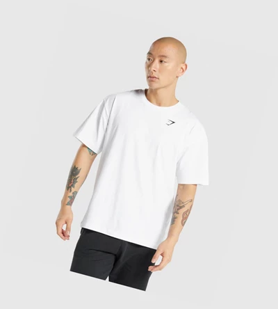 Gymshark Oversized T-skjorte Herre Hvite | FJPTAV710