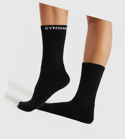 Gymshark Premium Logo 1pk Sokker Dame Svarte | YKAZBL574