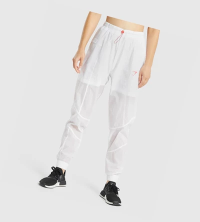 Gymshark Pulse Woven Joggebukser Dame Hvite | PRNQST631