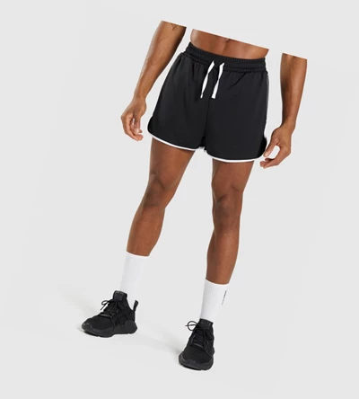 Gymshark Recess 3" Shorts Herre Svarte Hvite | RFVBEQ063