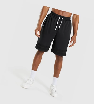 Gymshark Recess Basketball Shorts Herre Svarte Hvite | PMUSXD047