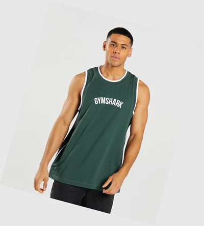 Gymshark Recess Basketball Singlet Herre Obsidian Grønn Hvite | LXOCRU731