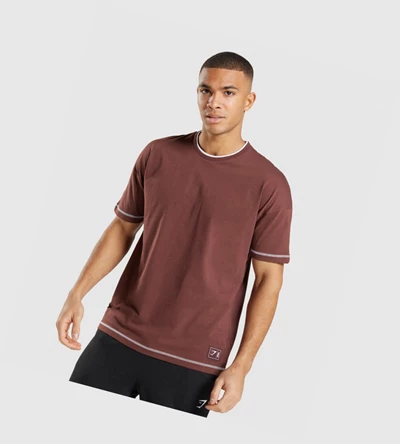 Gymshark Recess T-skjorte Herre Rosa Brune Hvite | PNAVXE184