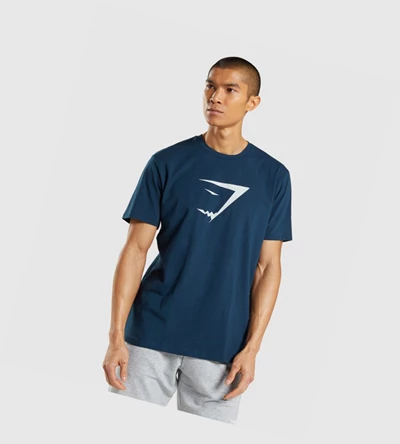 Gymshark Sharkhead Infill T-skjorte Herre Marineblå | ERFAJS589