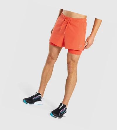 Gymshark Speed 5" 2 In 1 Shorts Herre Oransje | MFHBID382