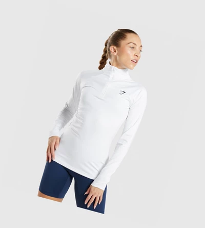 Gymshark Trenings 1/4 Zip Klær Dame Hvite | ENWRUB714