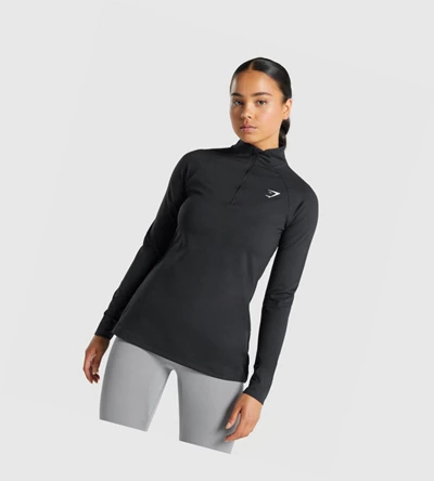 Gymshark Trenings 1/4 Zip Klær Dame Svarte | VYFNSW864