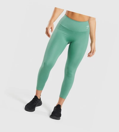 Gymshark Trenings 7/8 High Waisted Leggings Dame Grønn | CAWETN956