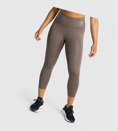 Gymshark Trenings 7/8 High Waisted Leggings Dame Brune | KQUSEF965