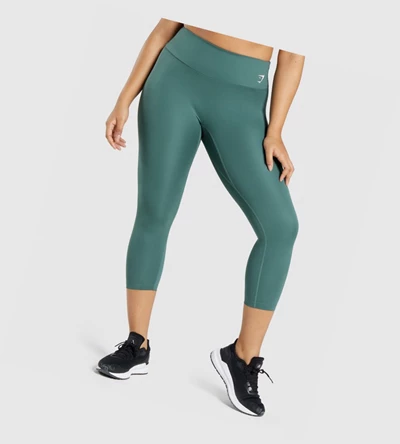 Gymshark Trenings 7/8 High Waisted Leggings Dame Mørke Grønn | VBRDST523