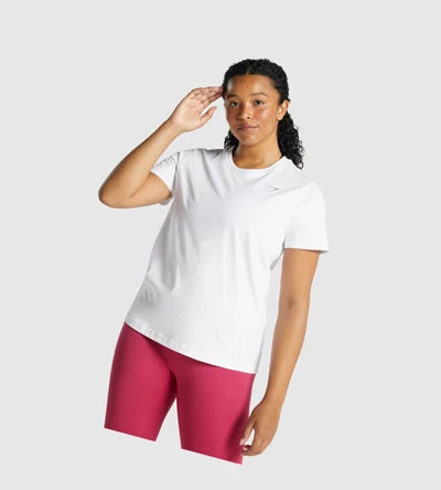 Gymshark Trenings Basic T-skjorte Dame Hvite | BAQDPL358