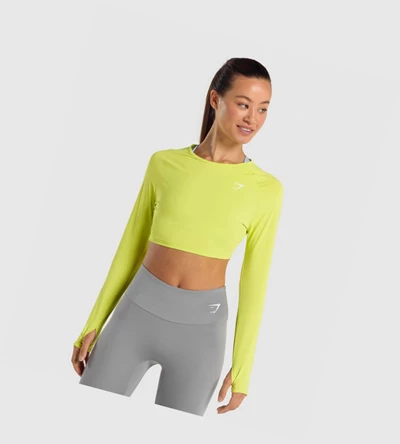 Gymshark Trenings Crop Top T-skjorte Dame Gul | THVOBI692