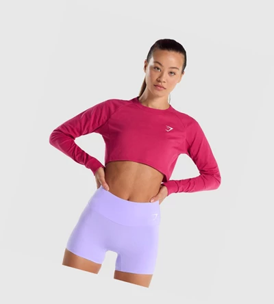 Gymshark Trenings Cropped Genser Klær Dame Rosa | JTRCAS906