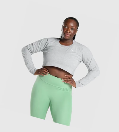 Gymshark Trenings Cropped Genser Klær Dame Lyse Grå | NGOTQB302