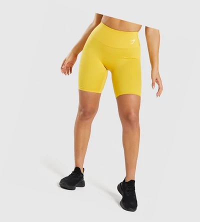 Gymshark Trenings Cycling Shorts Dame Gul | MBRTPX641