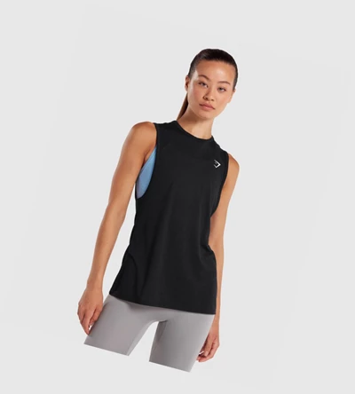 Gymshark Trenings Drop Arm Singlet Dame Svarte | AMENWU174