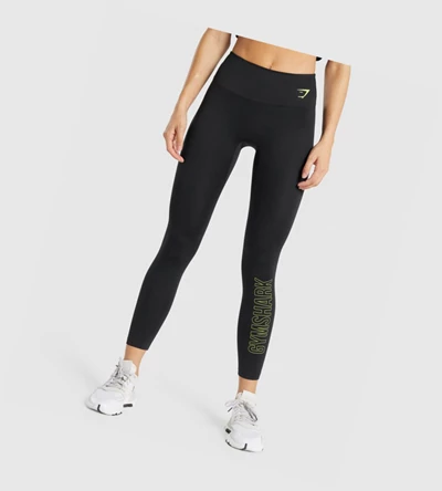 Gymshark Trenings Grafiske High Waisted Leggings Dame Svarte | VKDUNF640