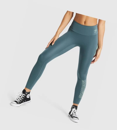 Gymshark Trenings Grafiske High Waisted Leggings Dame Turkis | VOMFJE260