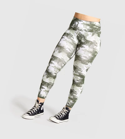 Gymshark Trenings High Waisted Leggings Dame Grønn Camouflage | SBHFKA436