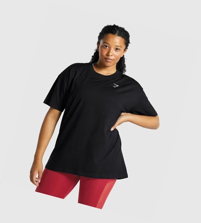 Gymshark Trenings Oversized T-skjorte Dame Svarte | BMTLJZ106