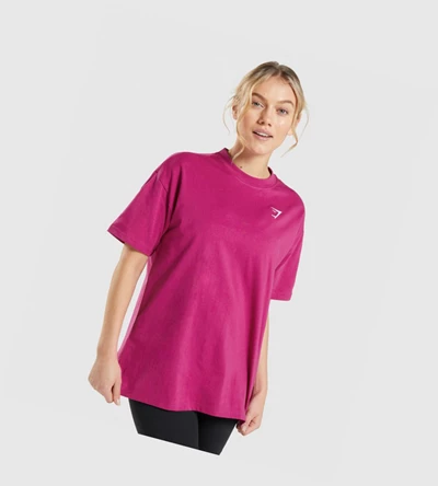 Gymshark Trenings Oversized T-skjorte Dame Rosa | EUMXSG064