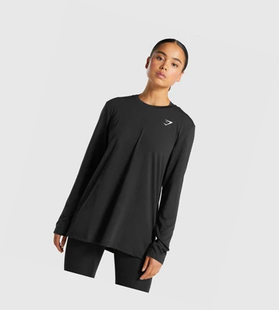 Gymshark Trenings Oversized T-skjorte Dame Svarte | TLGFCQ296