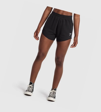 Gymshark Trenings Sweat Shorts Dame Svarte | PHXGRE054