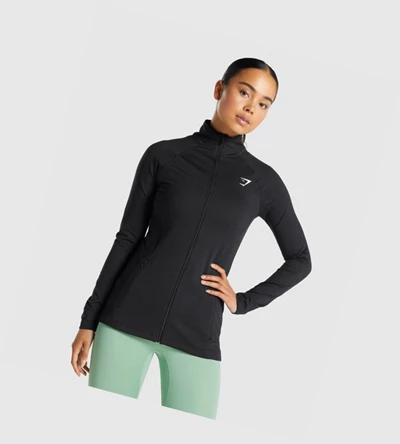 Gymshark Trenings Zip Up Klær Dame Svarte | FEMQDT019