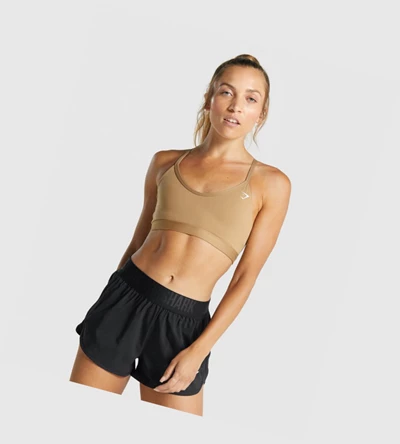 Gymshark V Neck Trenings Sports Bh Dame Lyse Brune | HBWDIL341