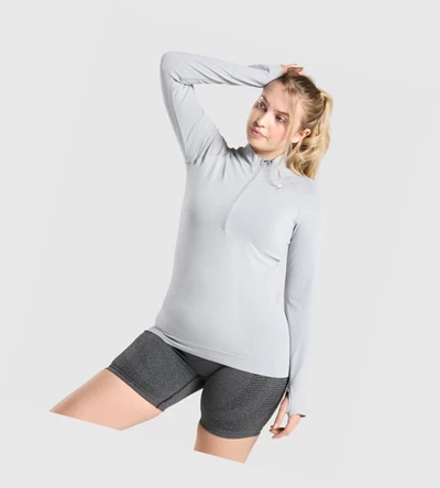 Gymshark Vital Seamless 2.0 1/2 Zip Klær Dame Lyse Grå | XEJFMI852