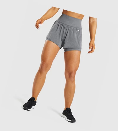 Gymshark Vital Seamless 2.0 2-in-1 Shorts Dame Grå | RGPNAH240